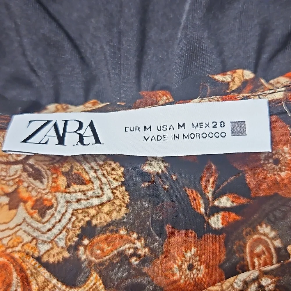 Zara Women's Paisley Semi-Sheer Ruffled Bodysuit - Picture 15 of 15